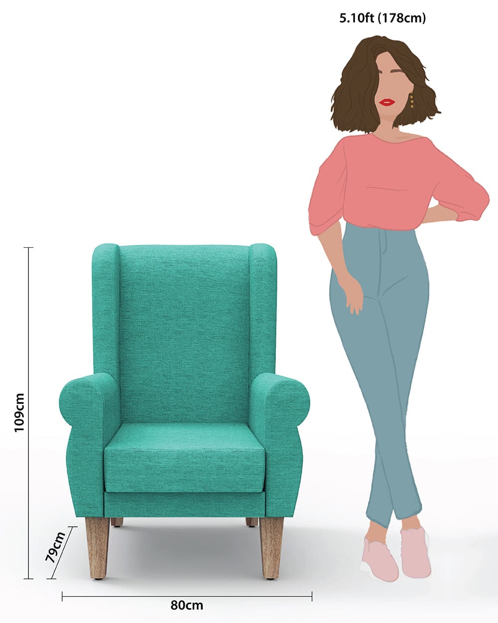Begum Wing Chair - Maldivian Teal - Image 7