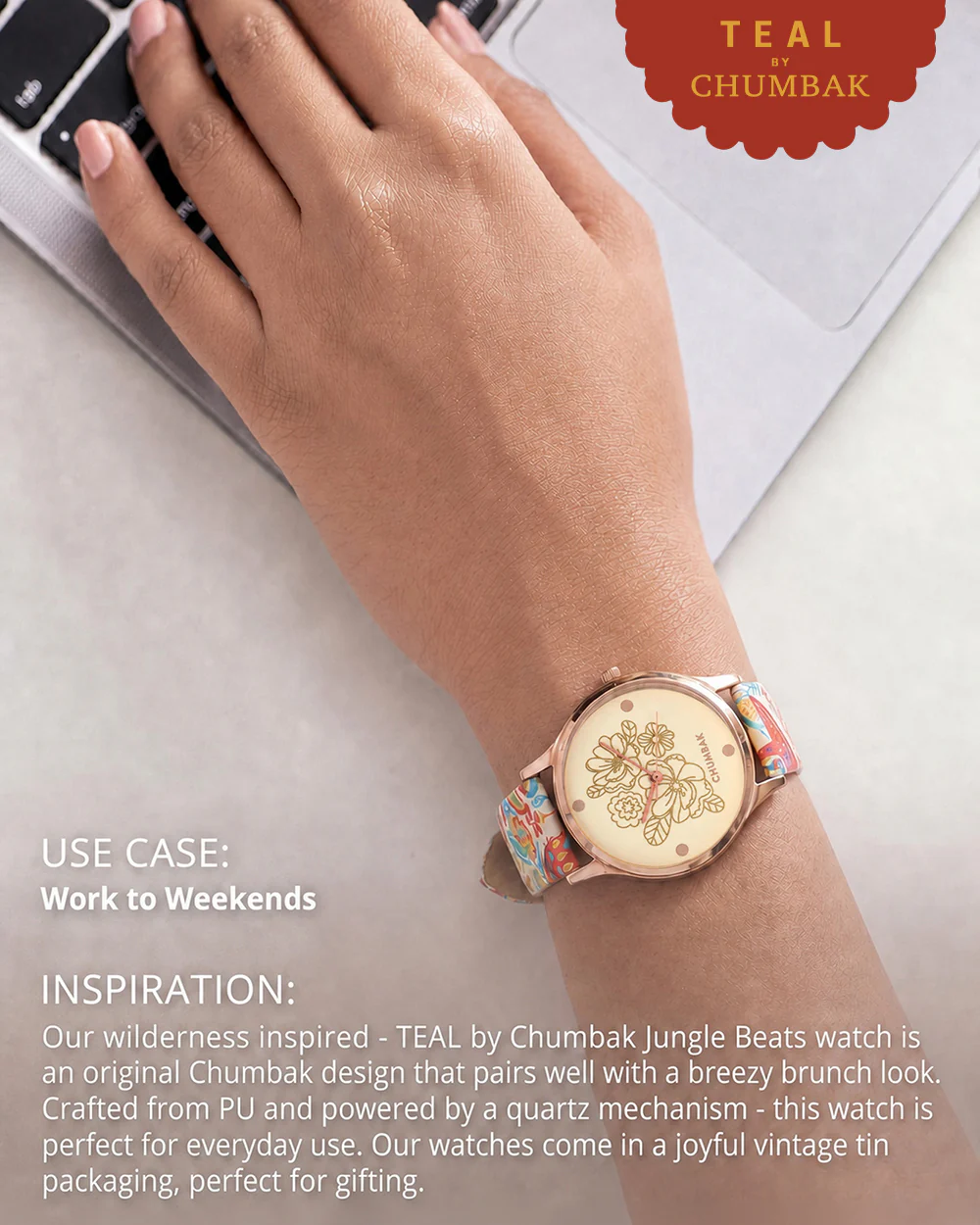 TEAL by Chumbak Jungle Beats Watch Ivory - Image 4