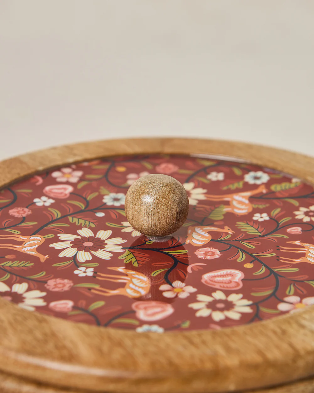 Apple Orchards Wooden Roti Box, 8" dia | Kashmir Trails - Image 7