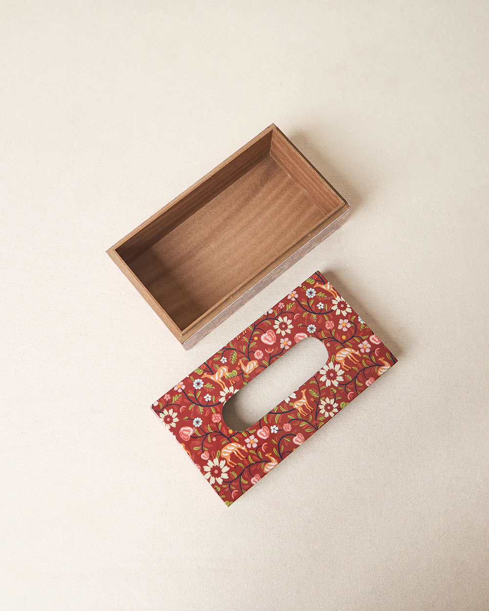 Apple Orchards Wooden Tissue Box, 9"x5" | Kashmir Trails - Image 2