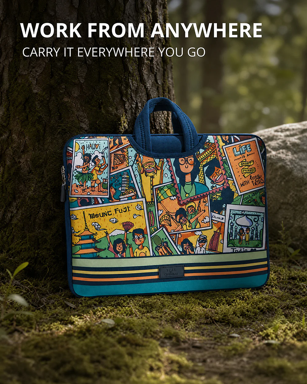 TEAL By Chumbak Around the world Laptop Sleeve - 15inch - Image 6