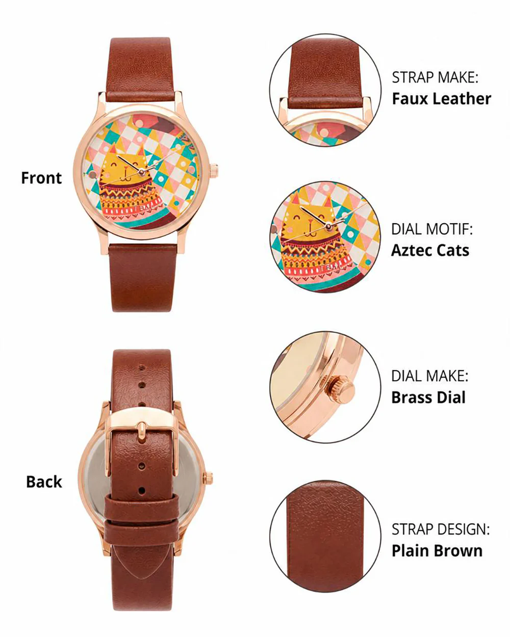 TEAL by Chumbak Aztec Cats Wrist Watch - Image 3