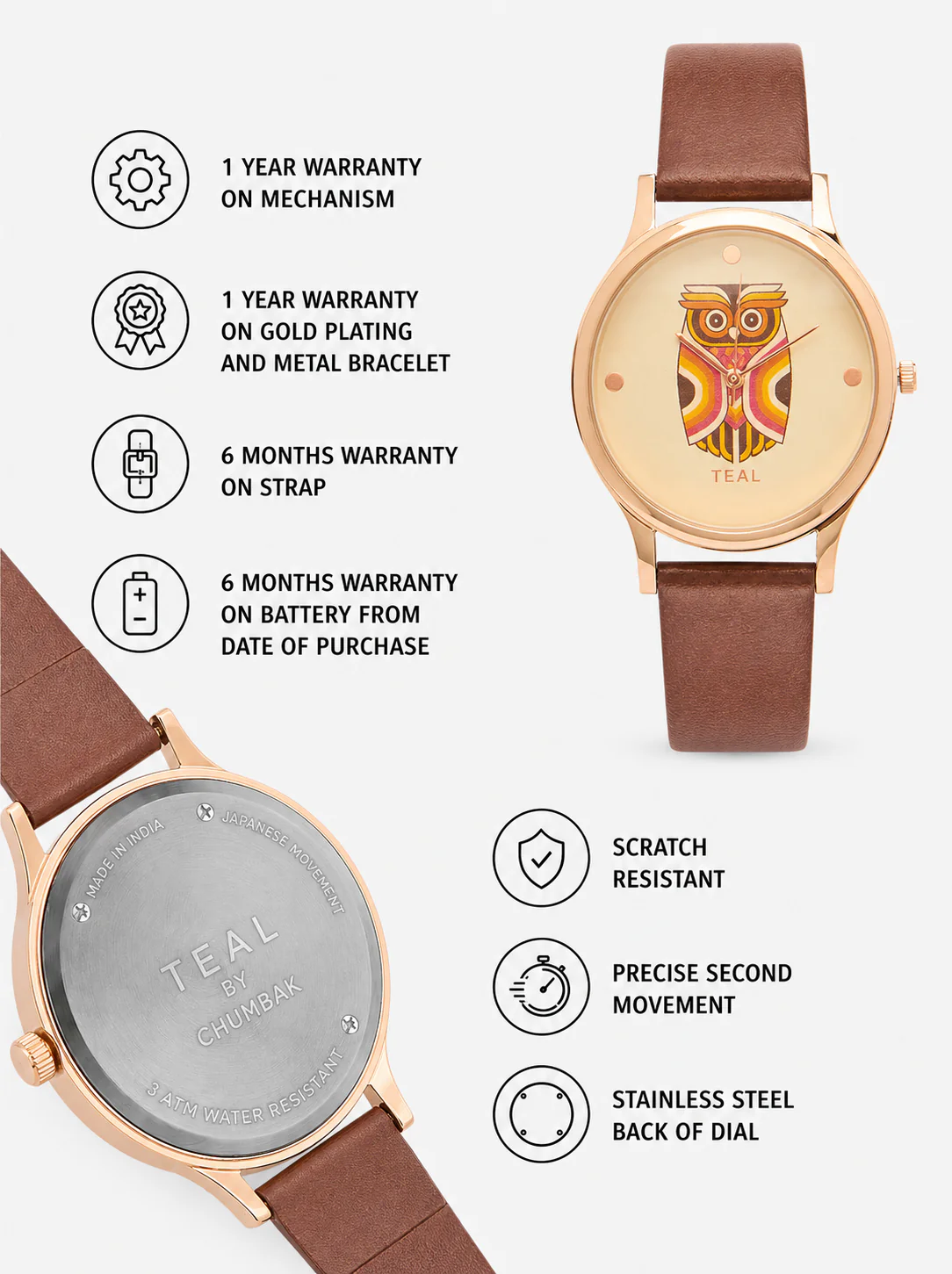 TEAL by Chumbak Aztec Owl Wrist Watch - Image 6