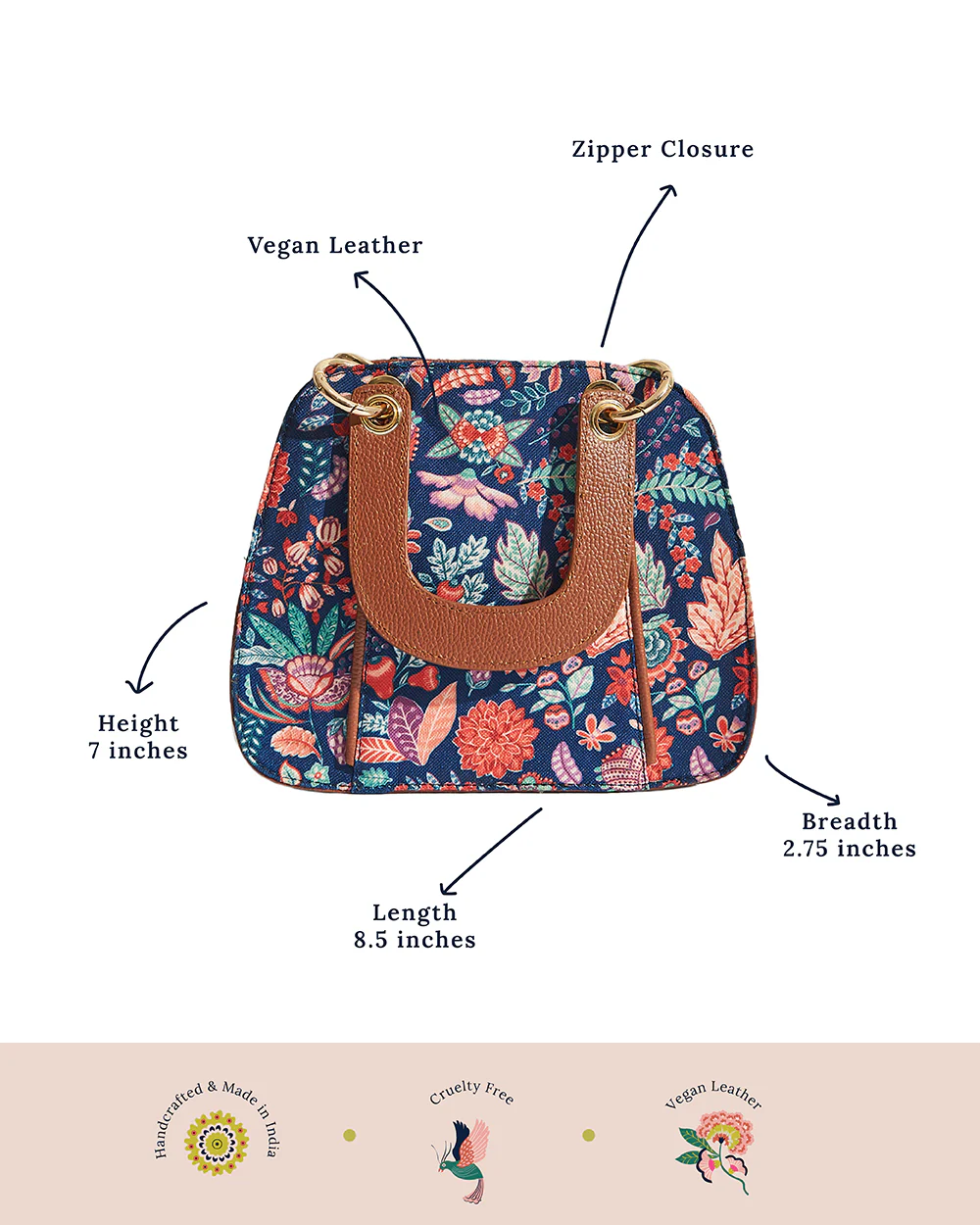 Batik Bloom Hand Bag, Navy - Image 10
