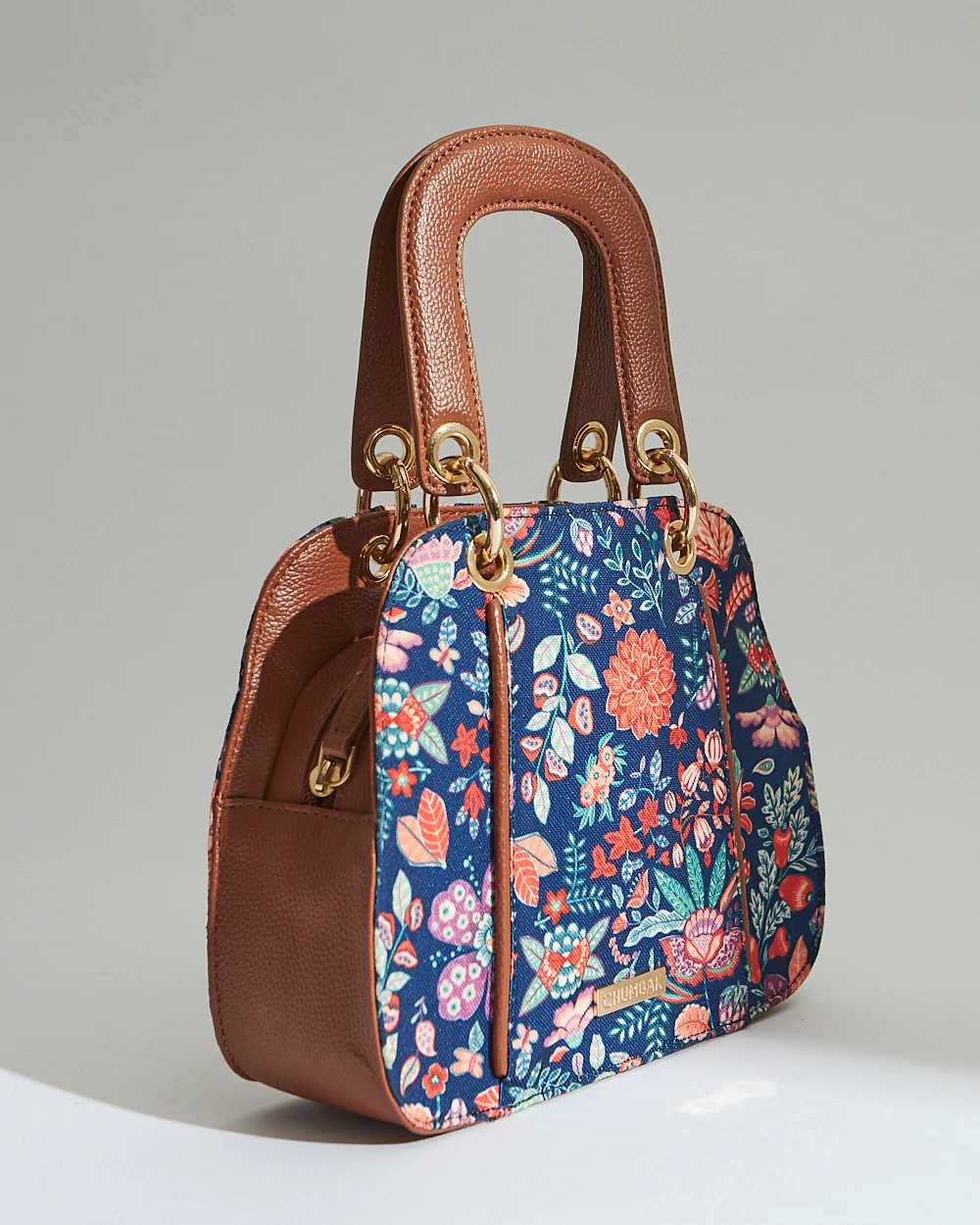 Batik Bloom Hand Bag, Navy - Image 5