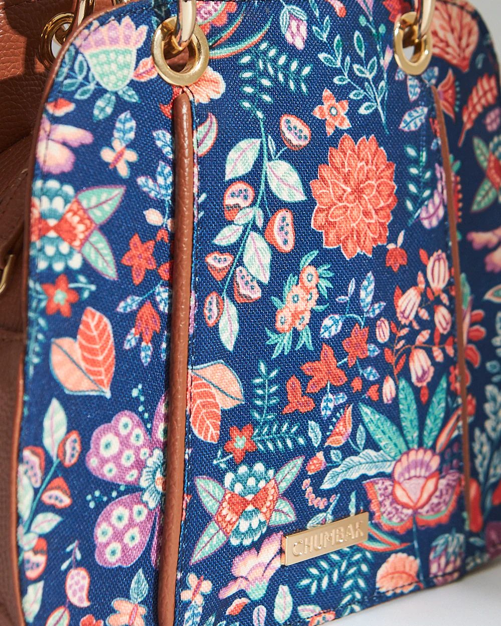 Batik Bloom Hand Bag, Navy - Image 6