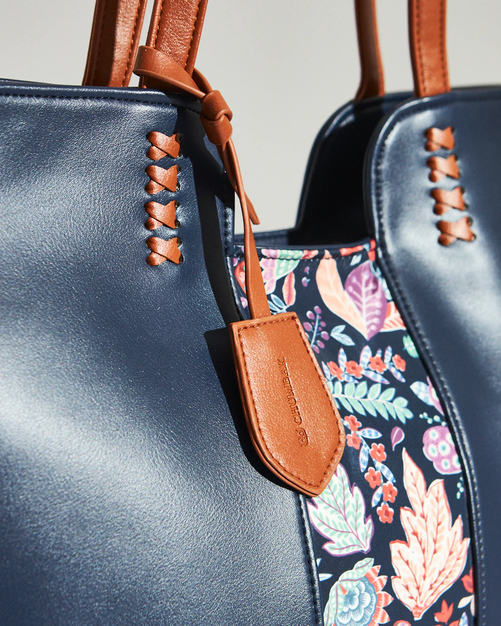 Batik Bloom Tote, Navy - Image 5