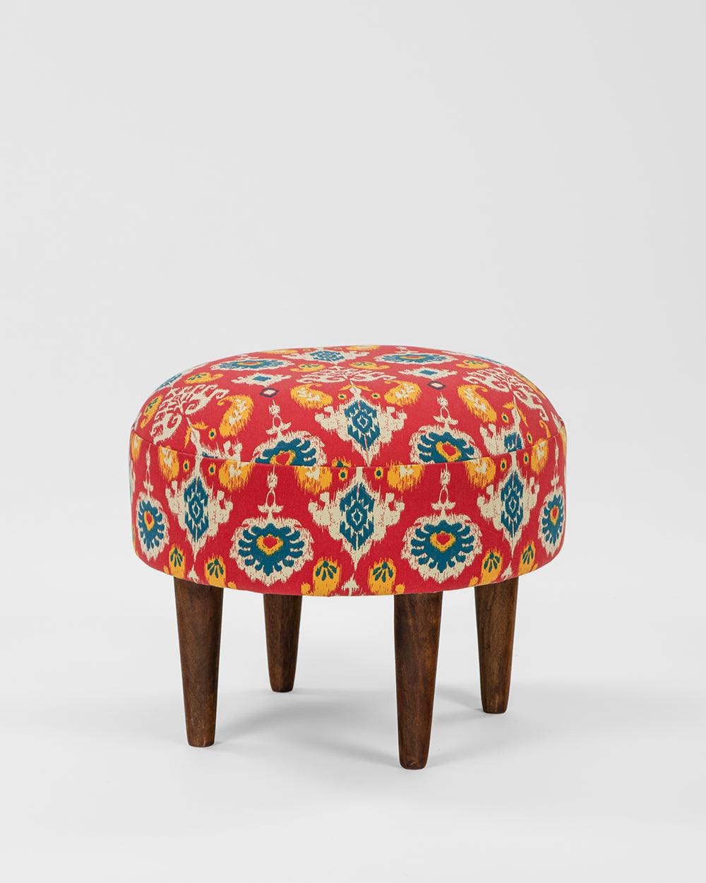 Begum Foot Rest - Red Ikkat - Image 2