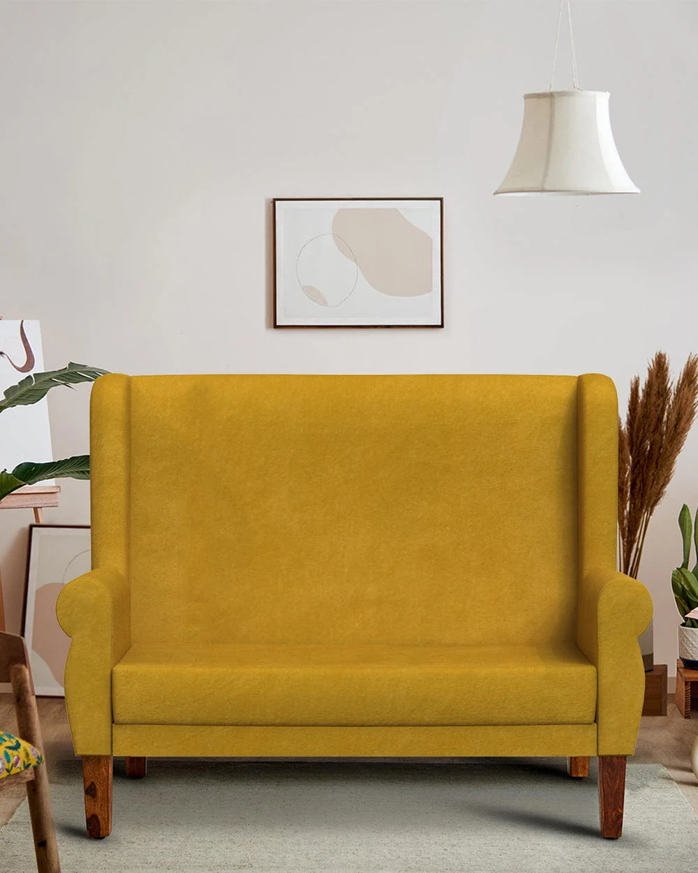 Begum Love Seat-Velvet Mustard