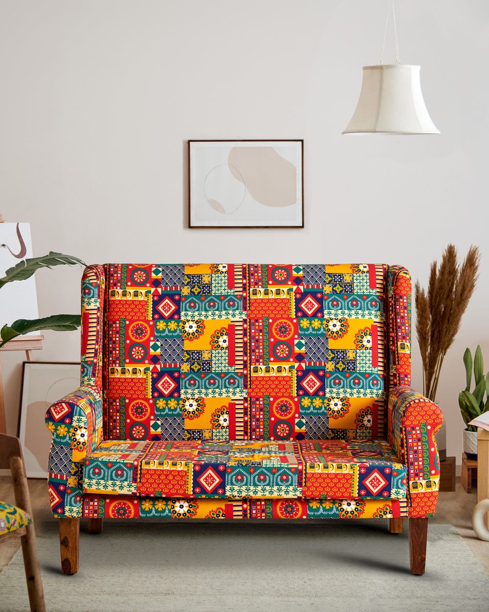 Begum Loveseat - 2 Seater, Floral Swirls