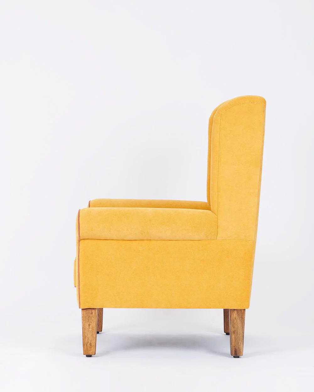 Begum Wing Chair Velvet - Mustard - Image 4