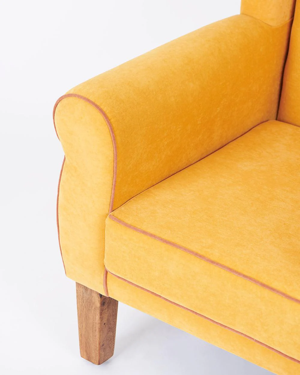 Begum Wing Chair Velvet - Mustard - Image 6