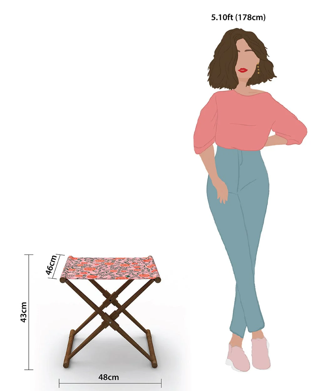 Bistro Foldable Stool Earthy Florals Peach - Image 6