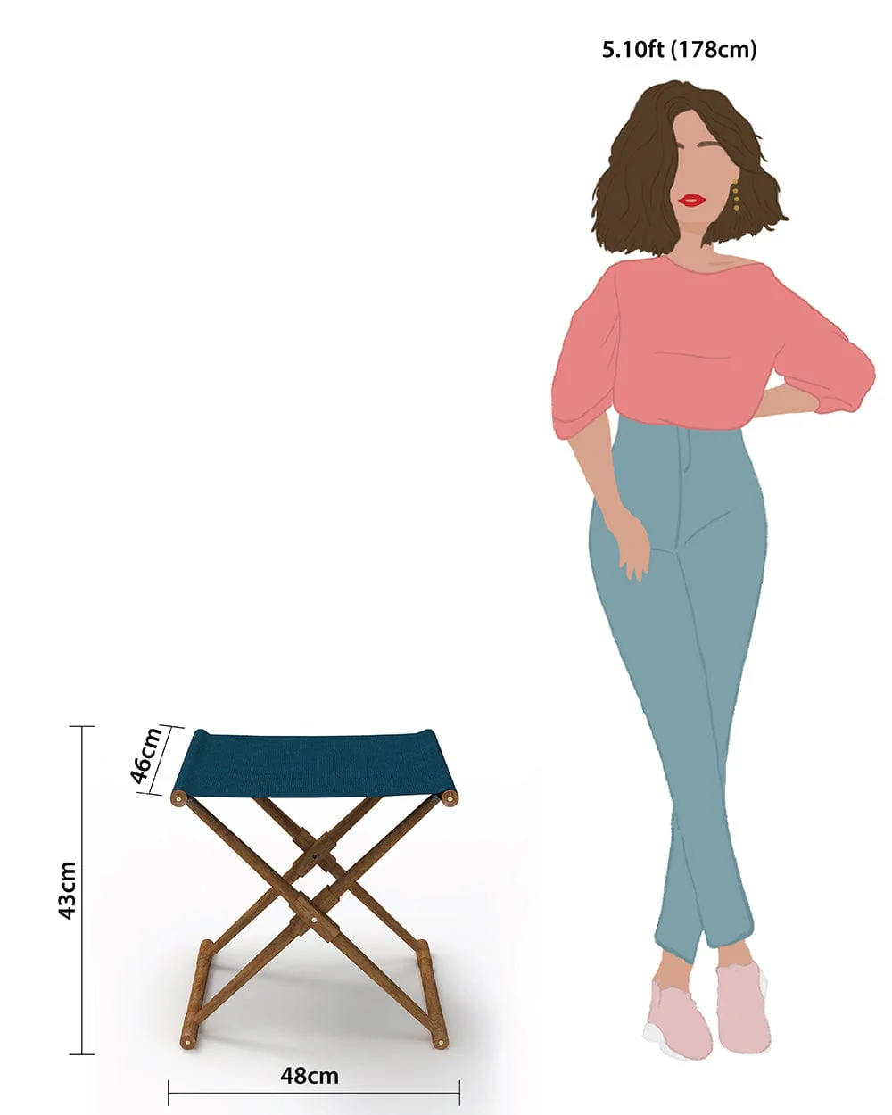 Bistro Foldable Stool - Mediterranian Blue - Image 7
