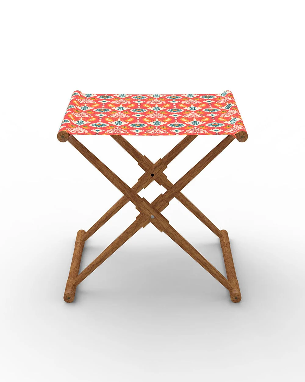 Bistro Foldable Stool Red Ikkat - Image 2