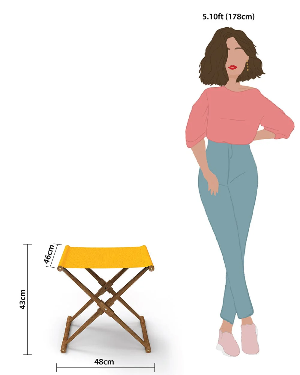 Bistro Foldable Stool - Sahara Mustard - Image 7