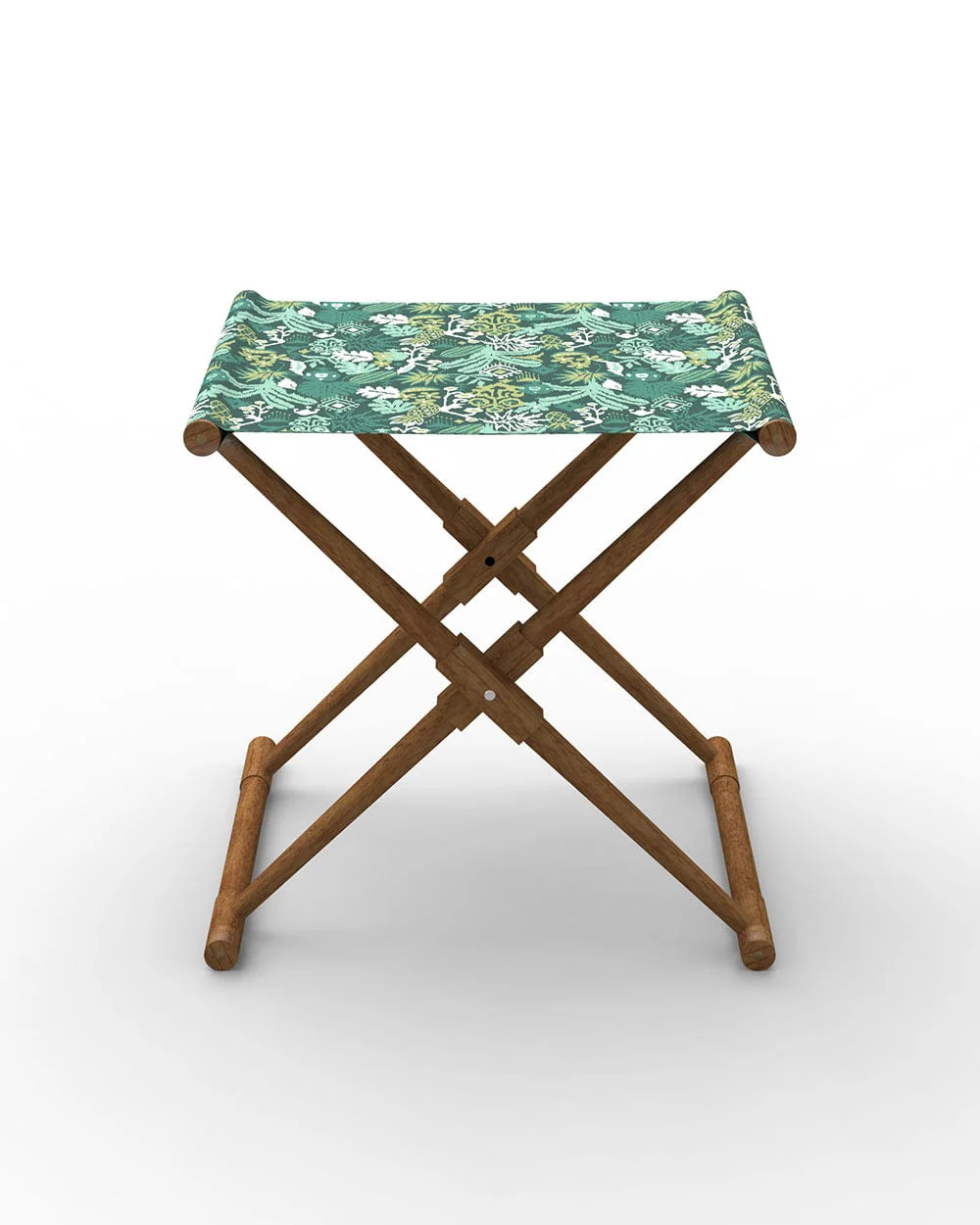 Bistro Foldable Stool Tropical Ikkat Green - Image 2