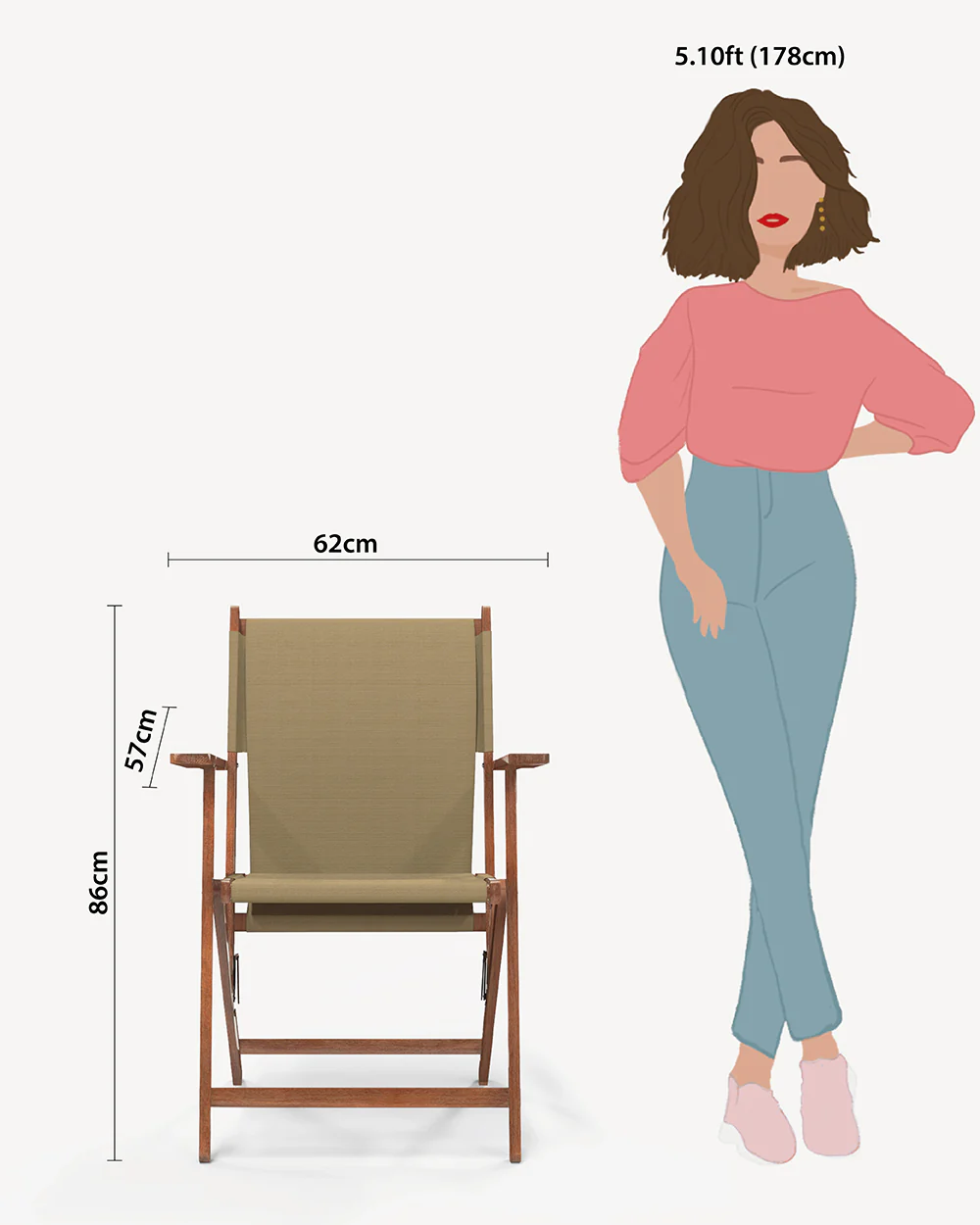 Bistro Folding Chair Beach Beige - Image 9