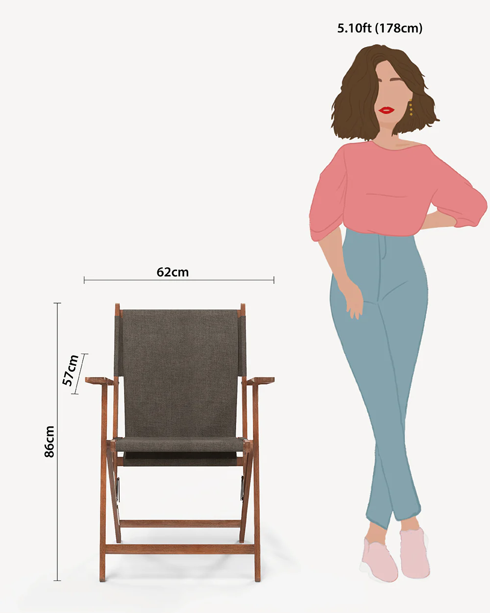 Bistro Folding Chair Brown Coal - Image 9