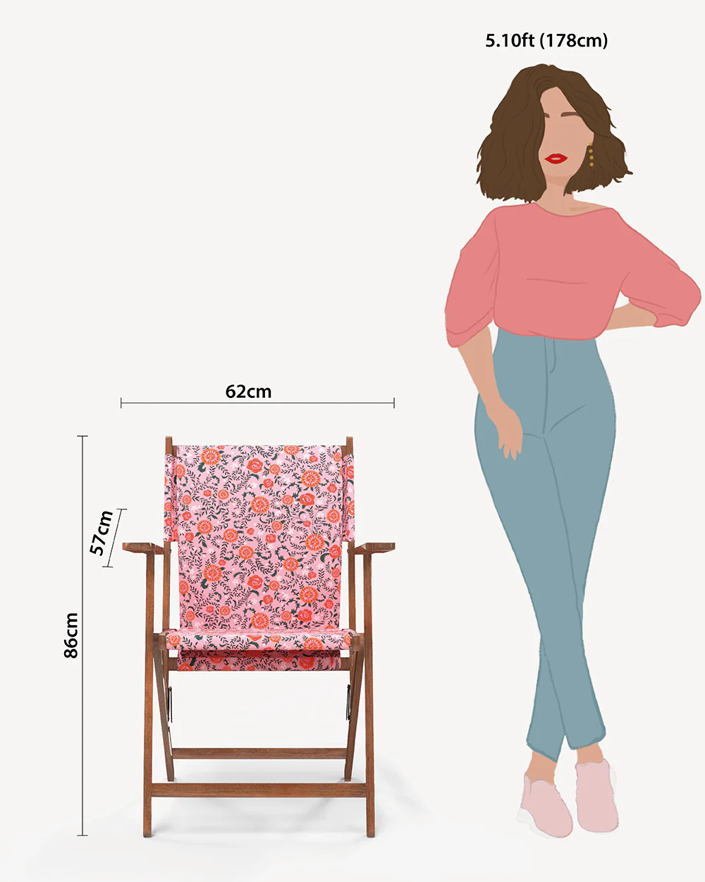 Bistro Folding Chair Earthy Florals Peach - Image 9