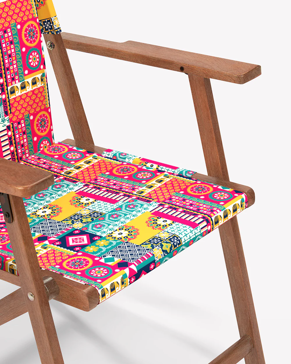 Bistro Folding Chair Floral Swirls Red - Image 4
