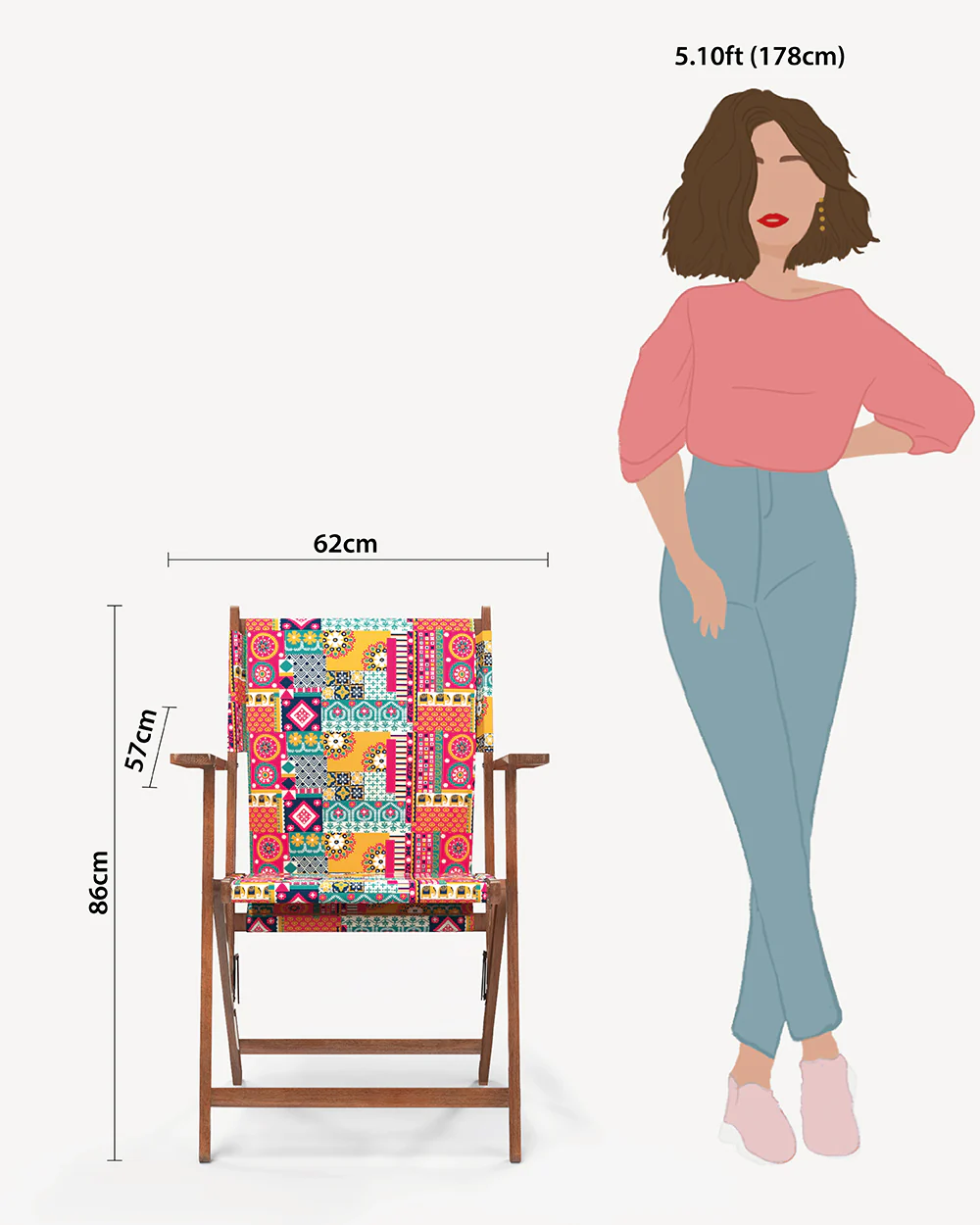 Bistro Folding Chair Floral Swirls Red - Image 9
