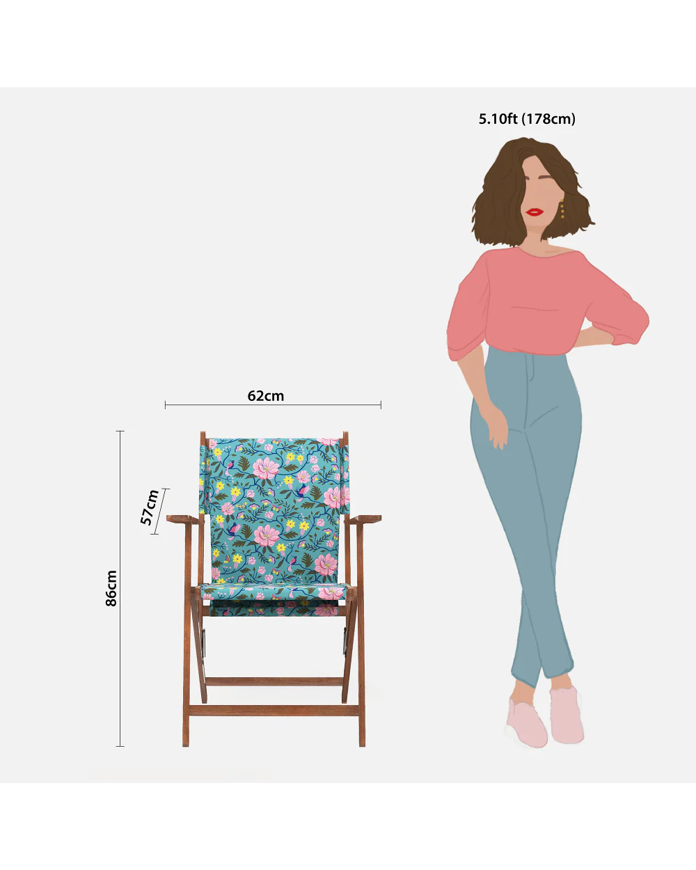 Bistro Folding Chair Spring Bloom Teal - Image 9