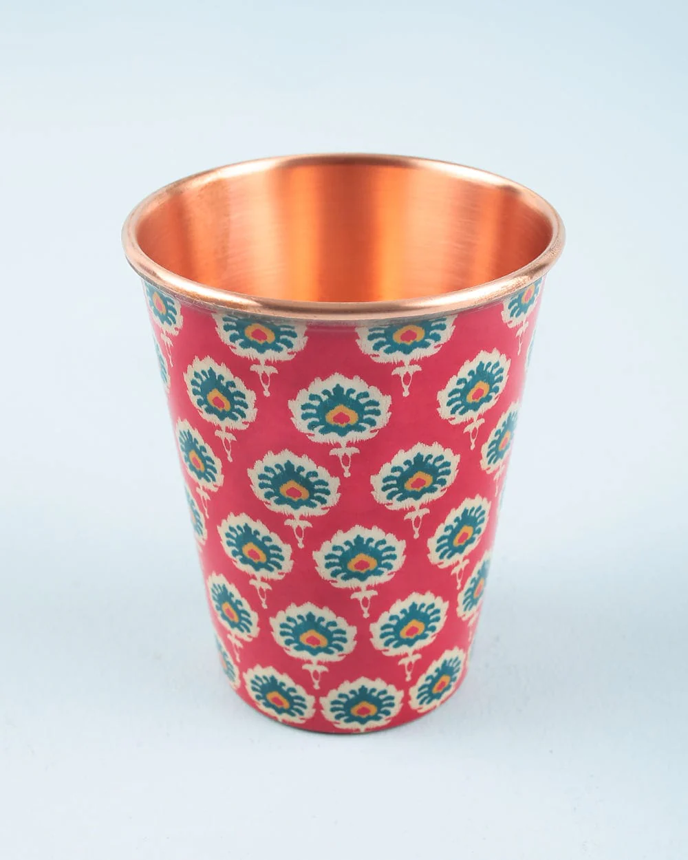 Indian Floral Copper Tumbler - Large - Image 2
