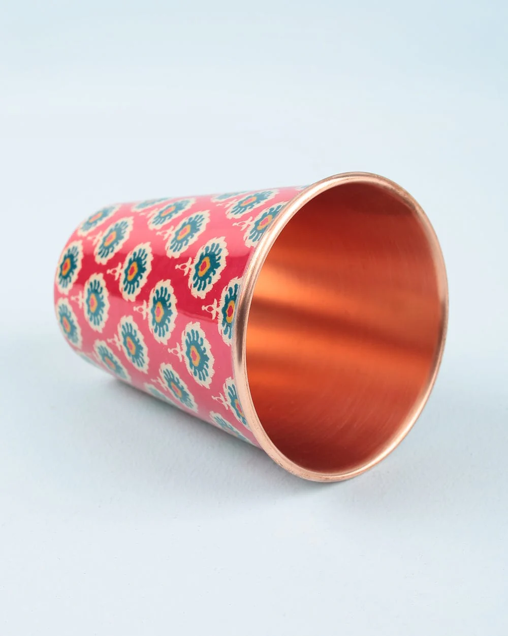 Indian Floral Copper Tumbler - Large - Image 3