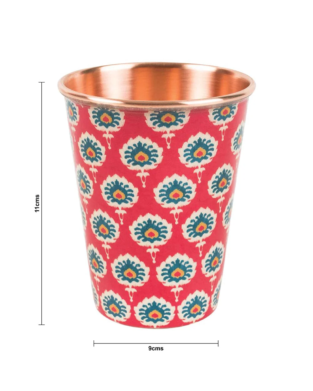 Indian Floral Copper Tumbler - Large - Image 5