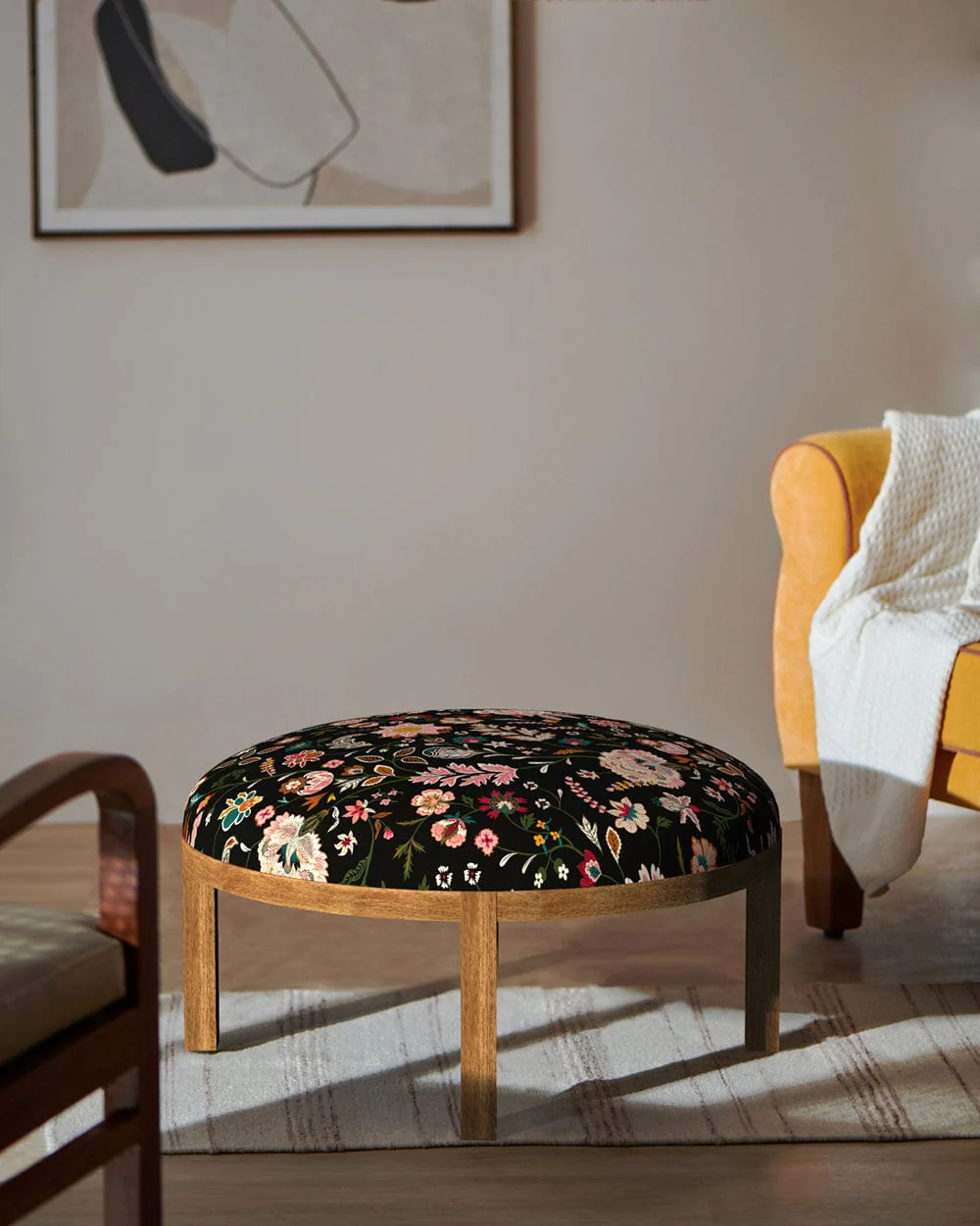 Bohemian Ottoman - Bohemian Palampore Black