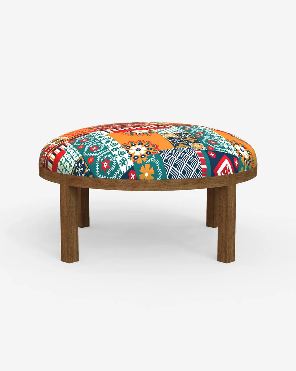 Bohemian Ottoman - Floral Swirls Red - Image 2