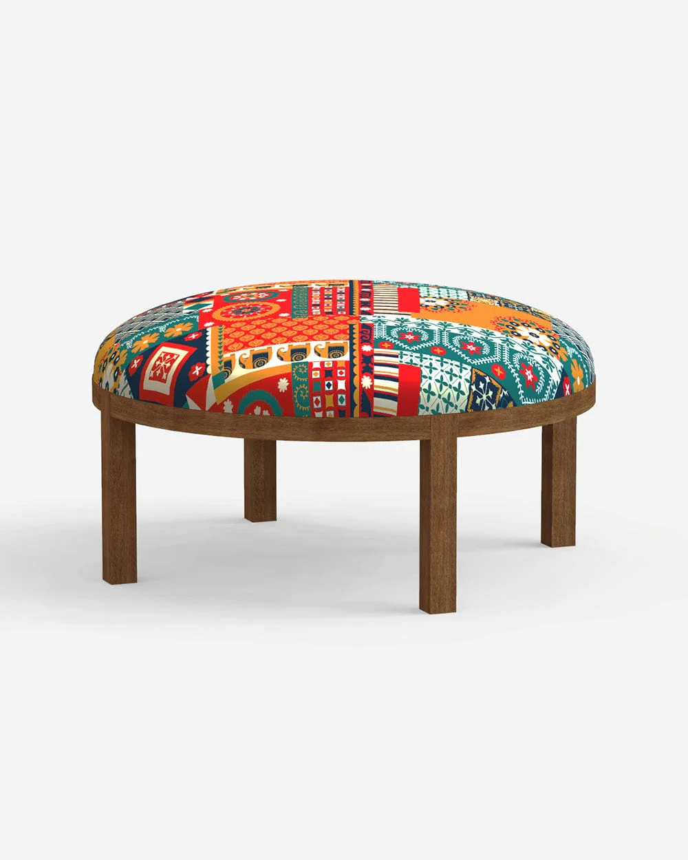 Bohemian Ottoman - Floral Swirls Red - Image 3