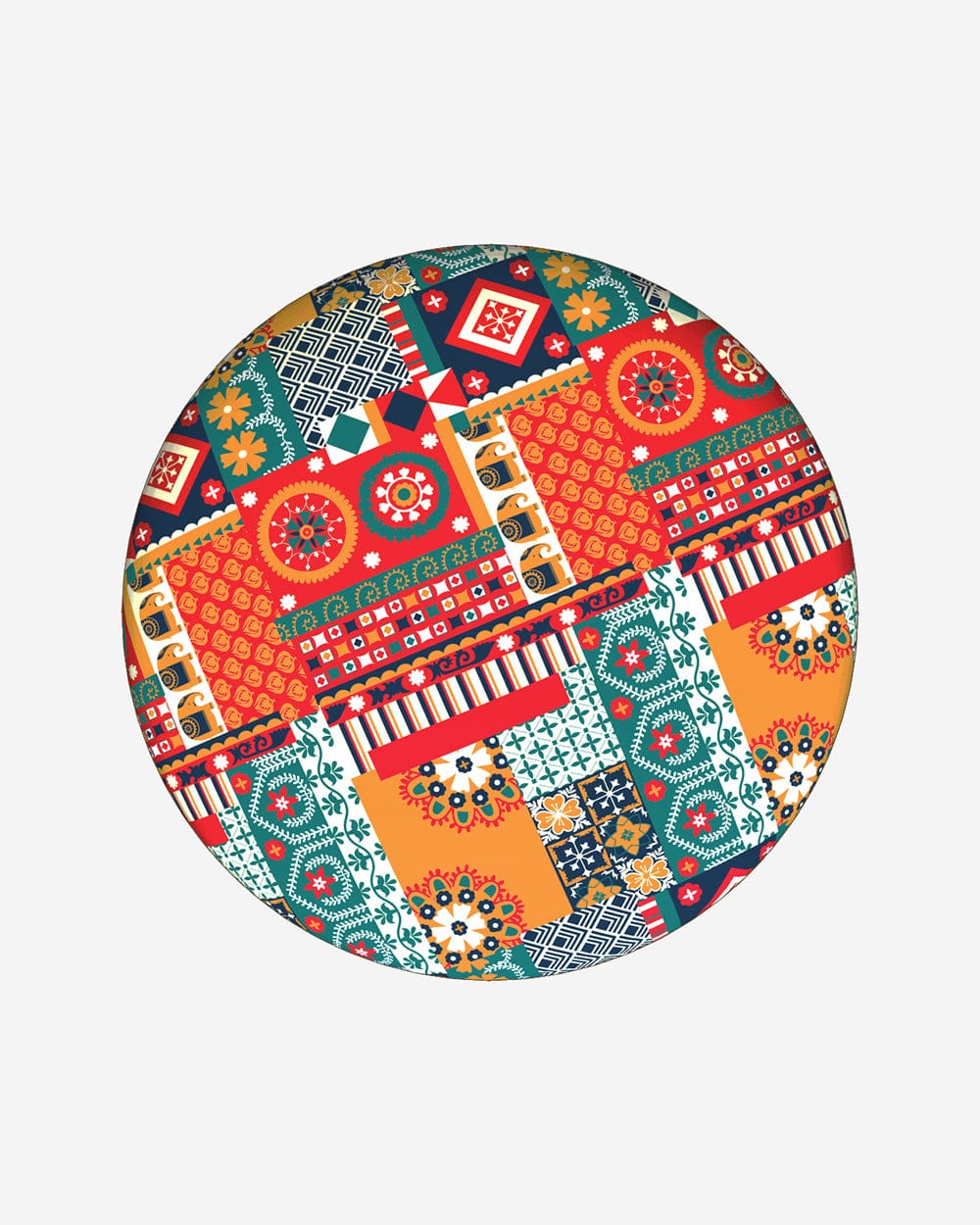 Bohemian Ottoman - Floral Swirls Red - Image 4