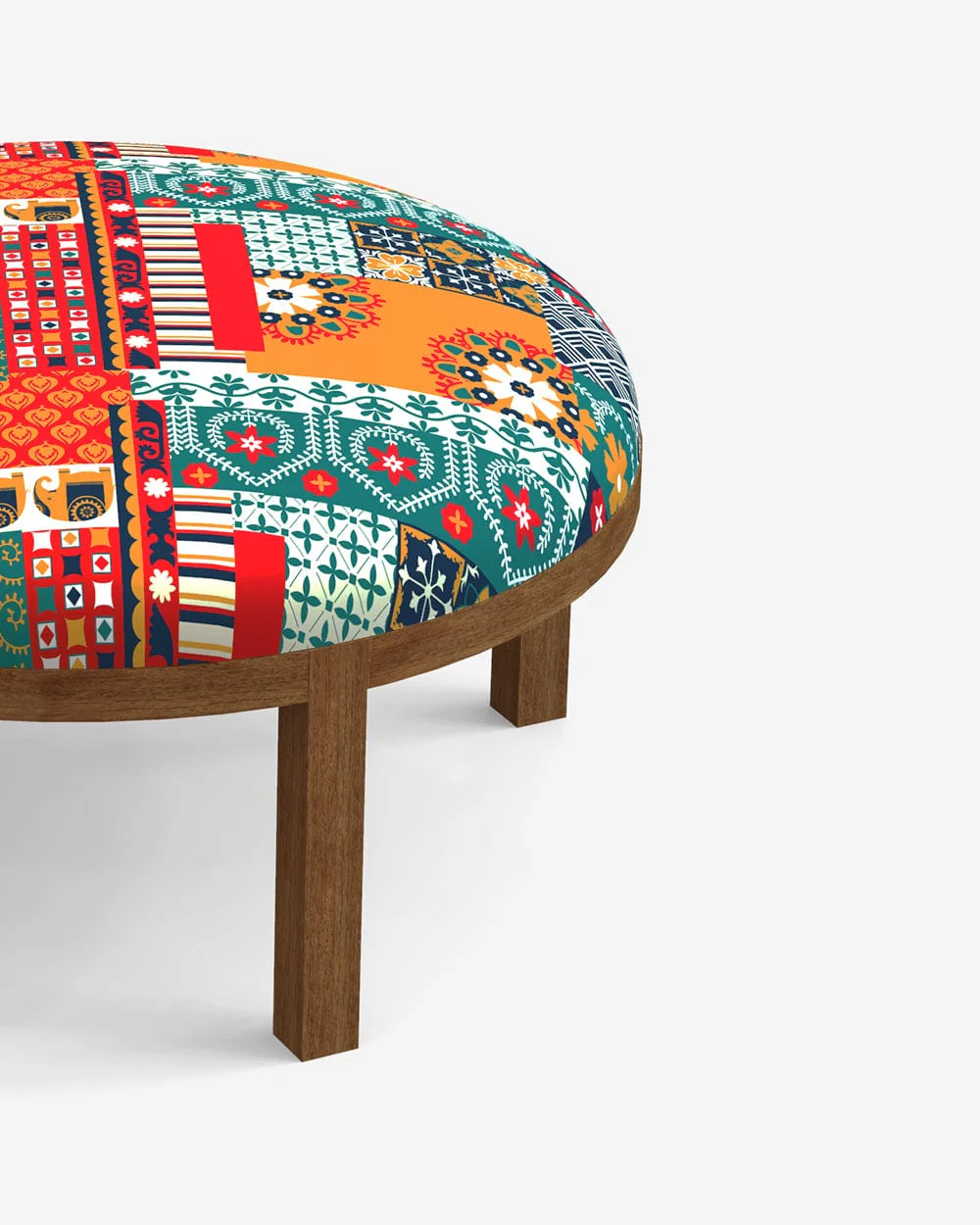 Bohemian Ottoman - Floral Swirls Red - Image 5