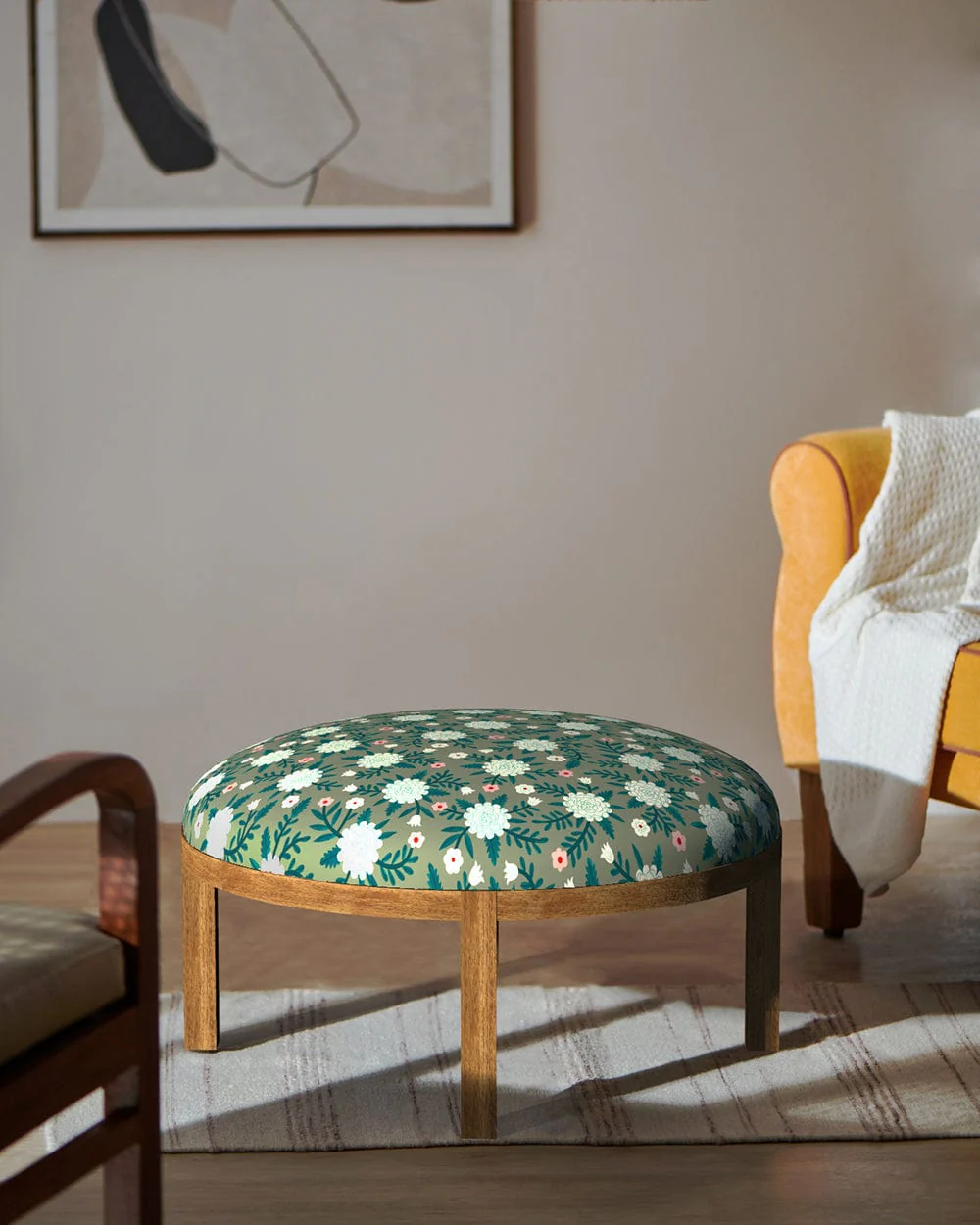 Bohemian Ottoman - Spring Marigold Green