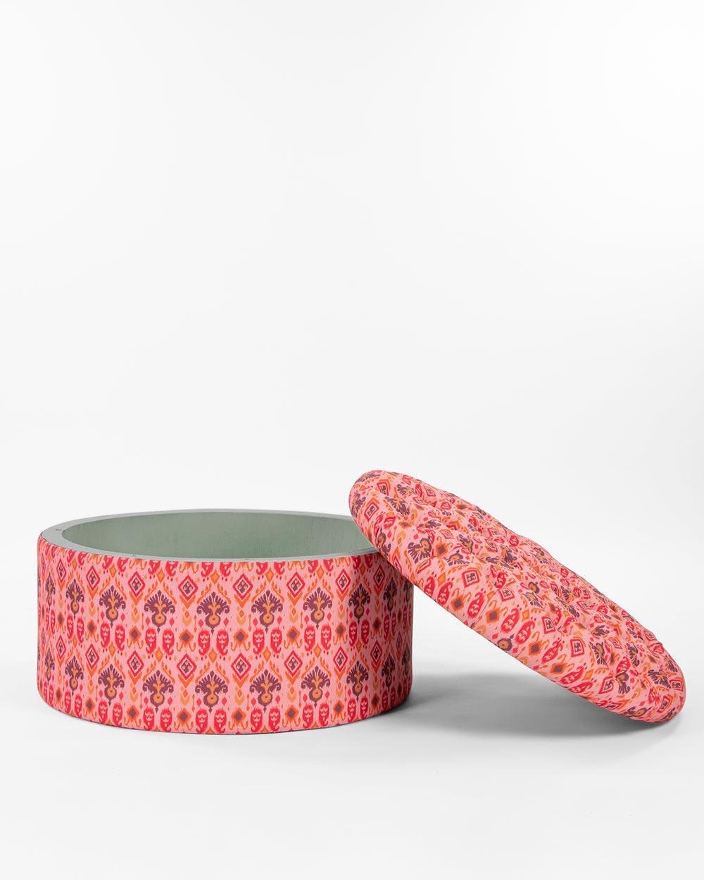 Bohemian Storage Ottoman - Pink Ikkat - Image 3
