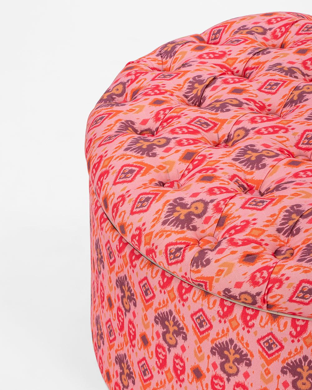 Bohemian Storage Ottoman - Pink Ikkat - Image 4