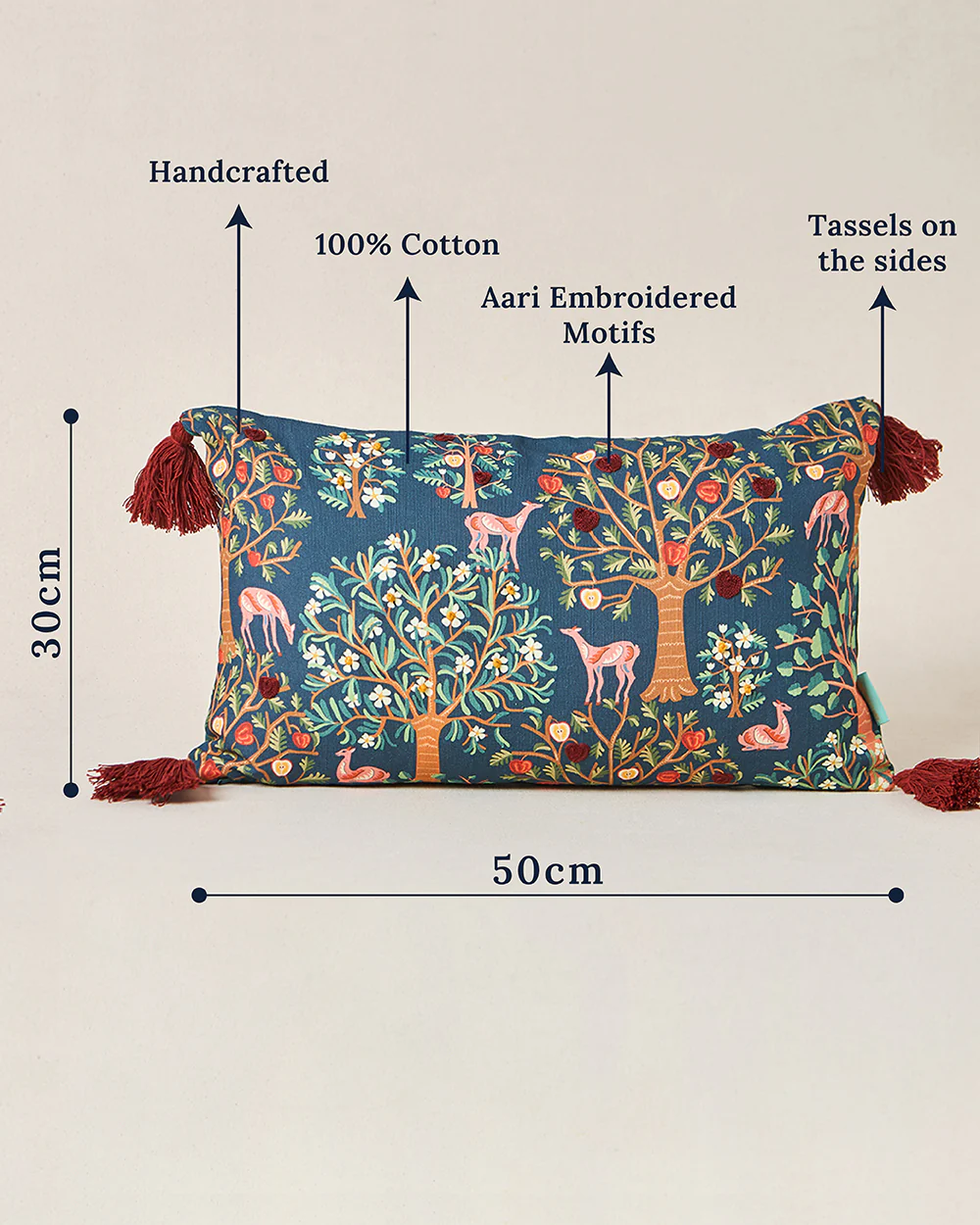 Chinar Cushion Cover, 12"x20" | Kashmir Trails - Image 5
