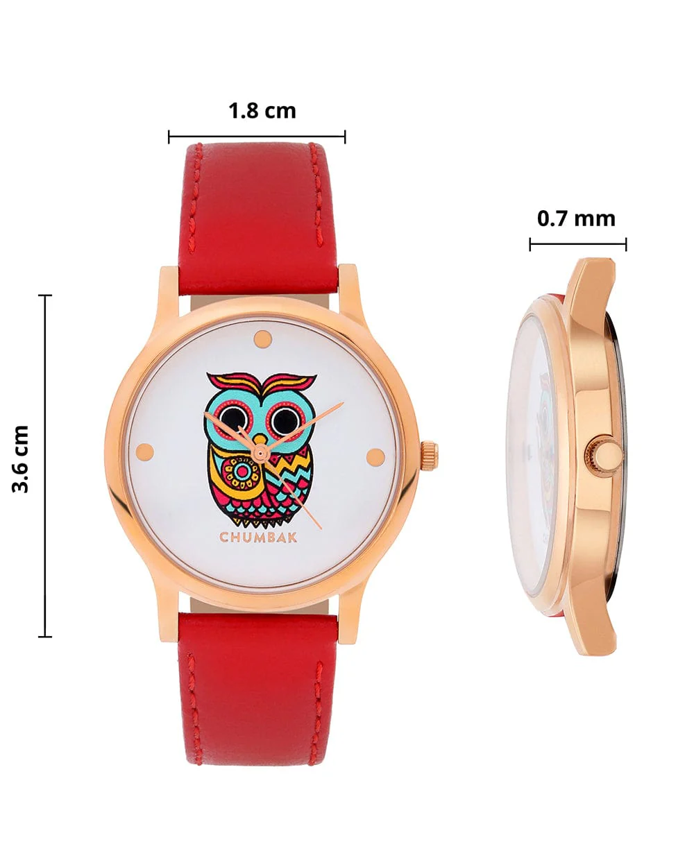 TEAL by Chumbak Classic Owl Red Wrist Watch - Image 6