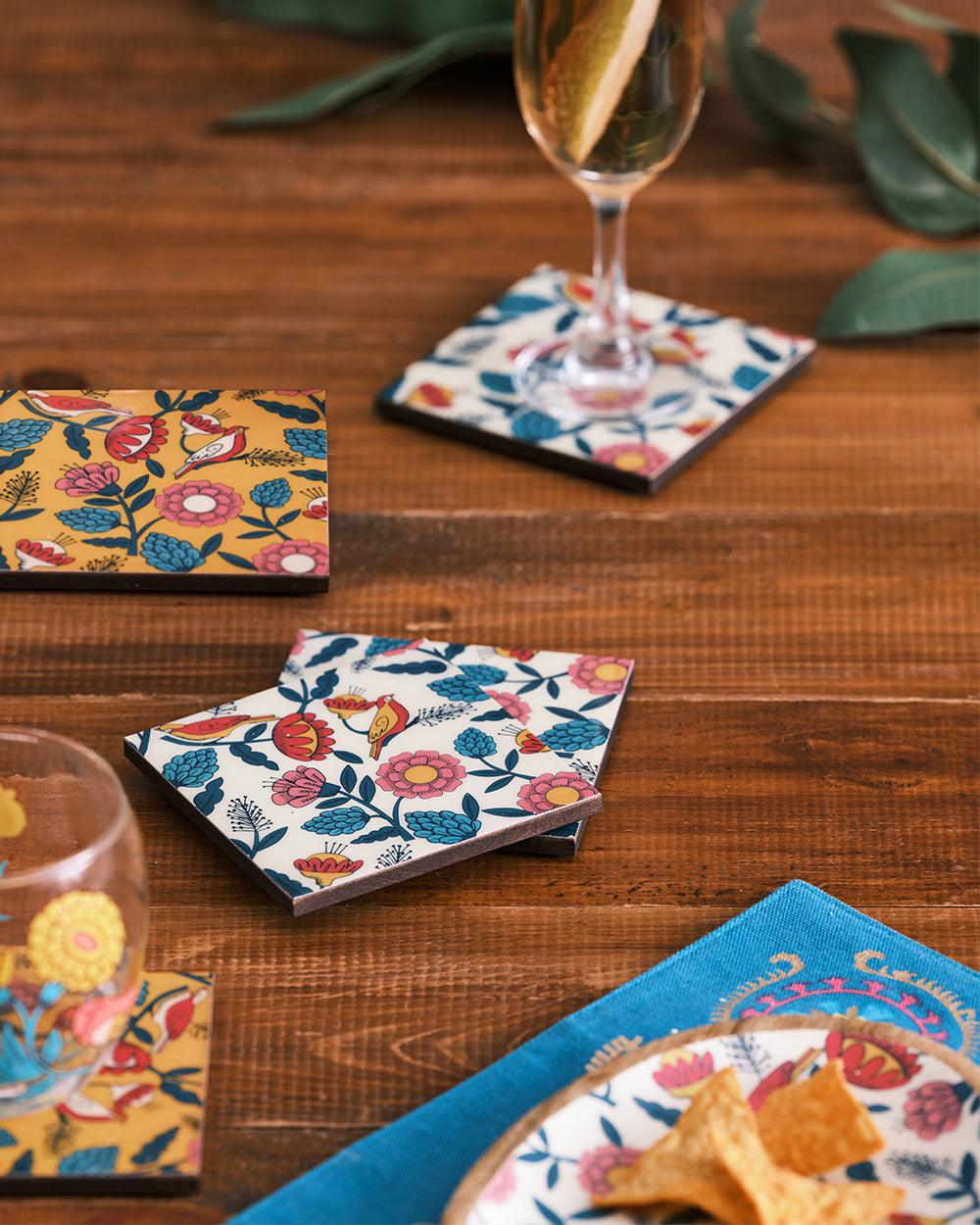 Country Wooden Coasters - Set of 6, 4” x 4”