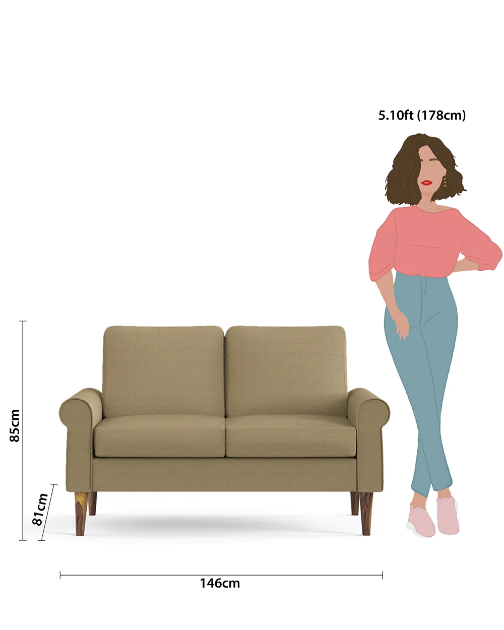 Colonial Couch 2 Seater Beach Beige - Image 9