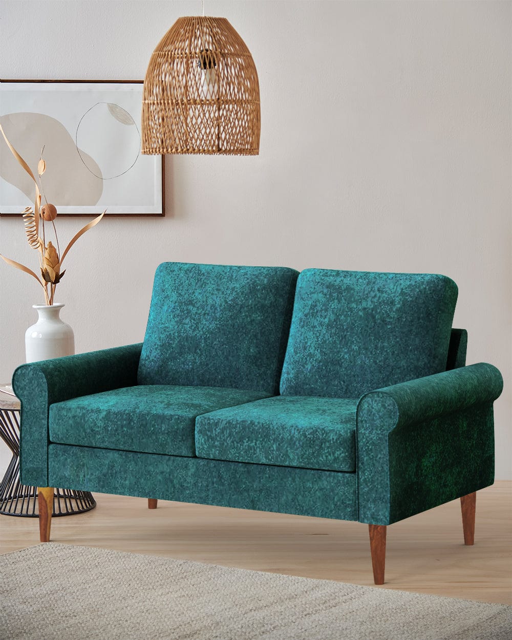 Colonial Couch 2 Seater Green Velvet Dark Green