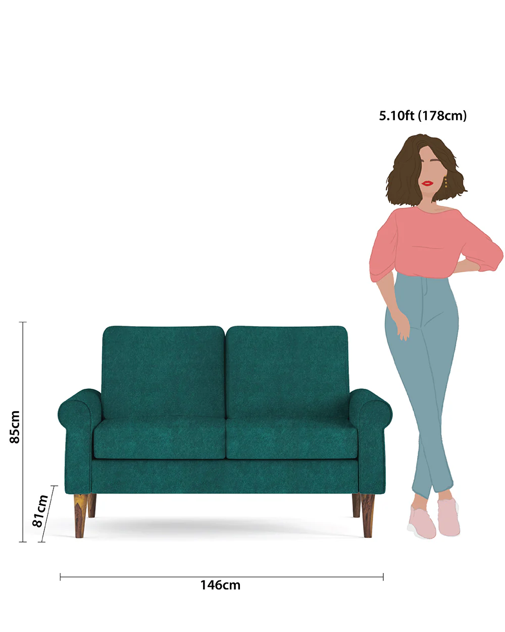 Colonial Couch 2 Seater Green Velvet Dark Green - Image 9