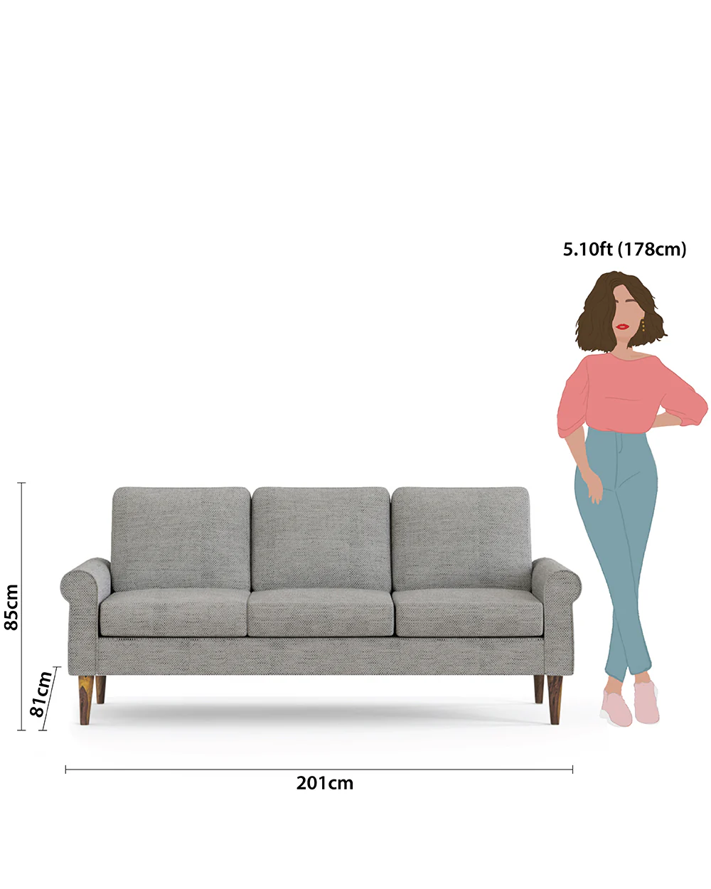 Colonial Couch 3 Seater Bangalore Grey Grey - Image 8