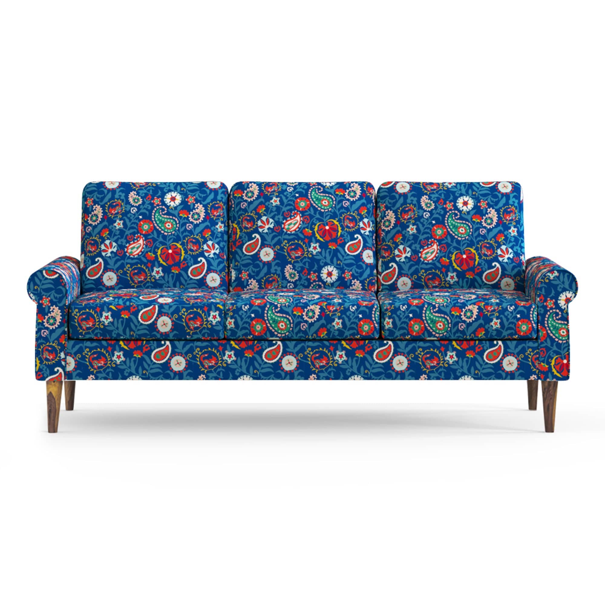 Colonial Couch 3 Seater India Paisleys Blue - Image 2