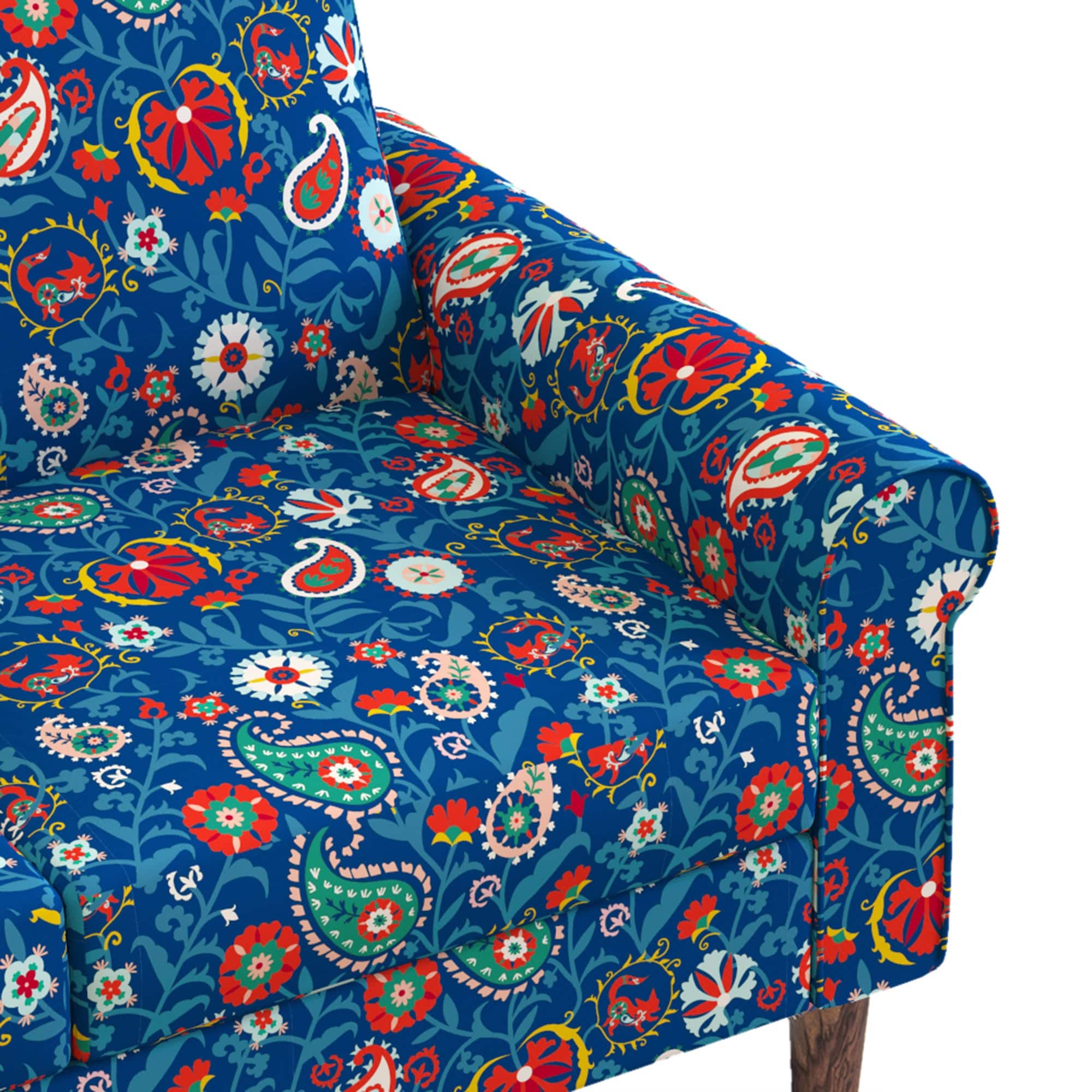 Colonial Couch 3 Seater India Paisleys Blue - Image 4