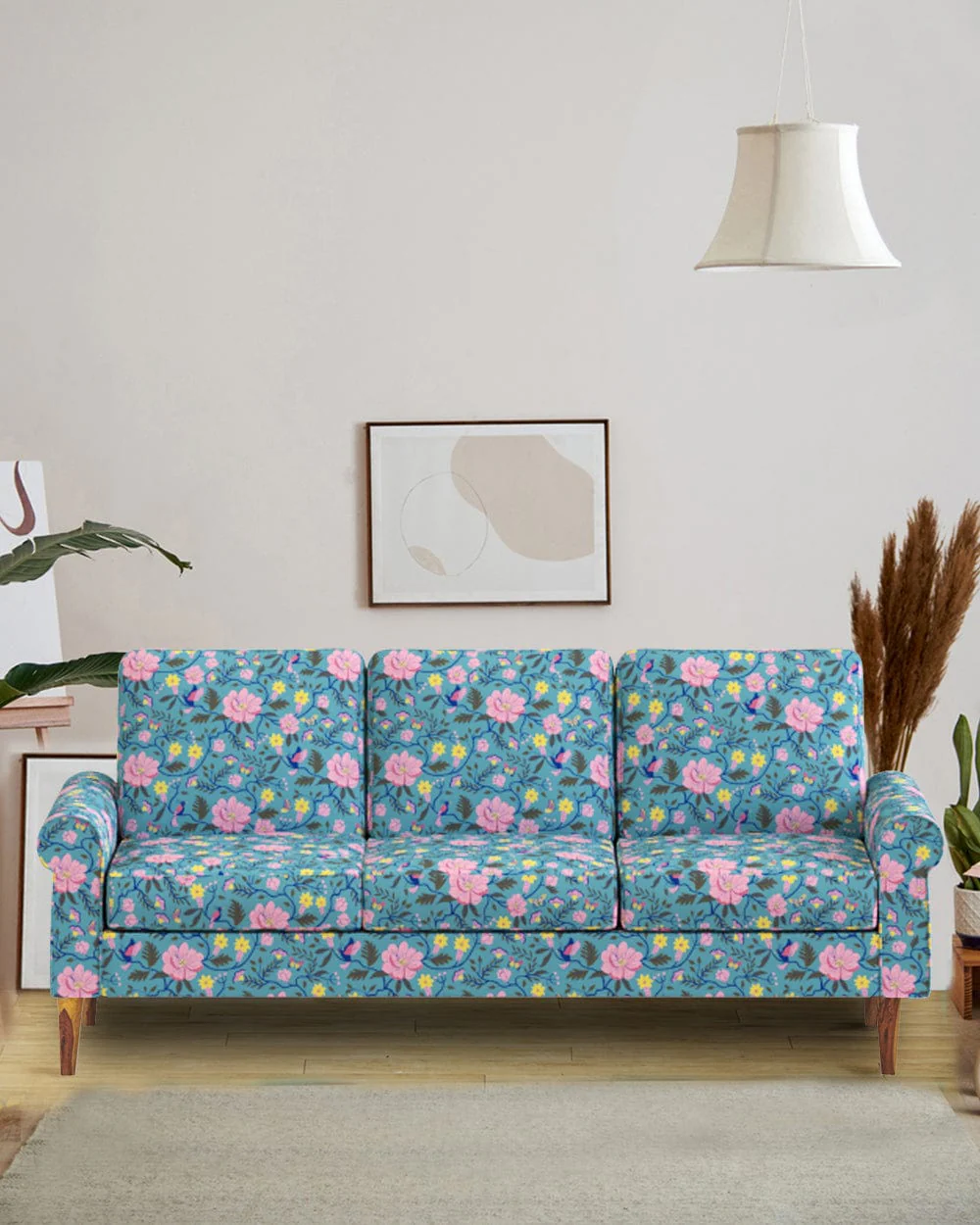 Colonial Couch 3 Seater Spring Bloom Teal