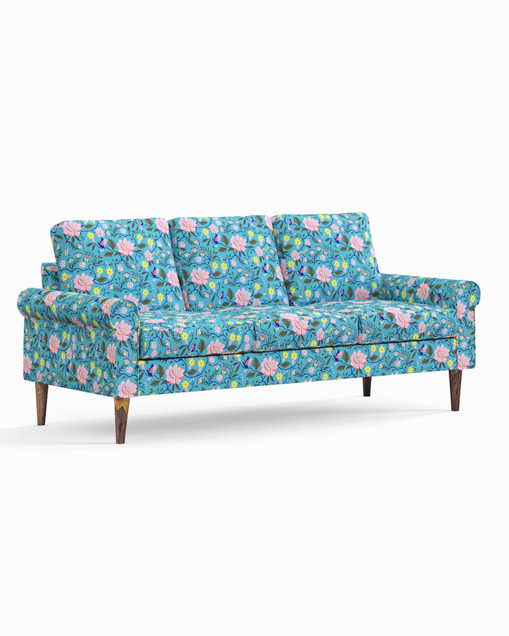 Colonial Couch 3 Seater Spring Bloom Teal - Image 5