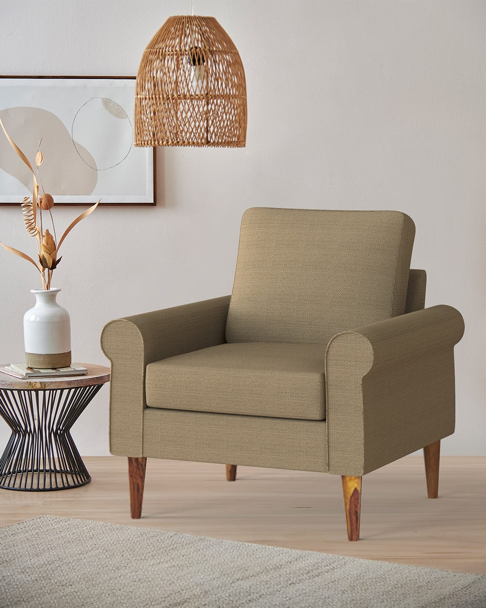 Colonial Couch Single Seater Beach Beige Beige